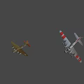 Vintage Military Bomber Aircraft With Brown Fuselage Red Wing Edges And US Star Emblem