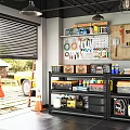 Organized Garage Space with Tool Storage Shelves Hanging Tools and Yellow Classic Car View