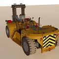 Heavy Duty Forklift With Large Tires And Red Forks
