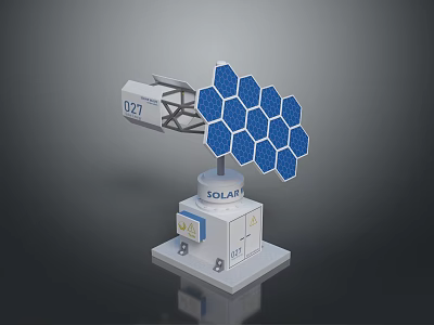 Solar Equipment with Hexagonal Solar Panel Structure Model 027 and White Main Body 3d model