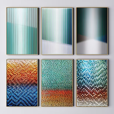Abstract Wall Art Decorative Paintings With Various Colors And Textures For Interior Decoration 3d model
