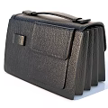 Black Structured Leather Handbag With Hand Strap And Front Pocket 3d model