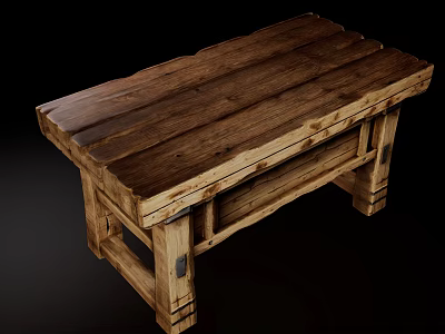 Solid Wood Kids Table With Sturdy Structure And Natural Wood Grain Design 3d model