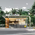 Modern Container Building Café Design With Glass Roof And Outdoor Seating Area