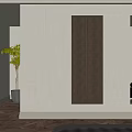 Elegant Interior With White Walls Brown Geometric Panels Mirror And Wooden Diagonal Floor