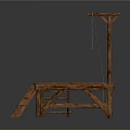 Sturdy Wooden Platform Equipment With Ladder Hanging Rope And Support Pole