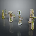 Wood Stone Decorative Pieces With Natural Weathered Texture And Mossy Surface For Garden