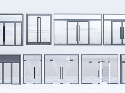 Various Modern Glass Doors And Window Designs With Aluminum Frames 3d model