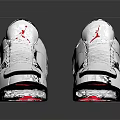 White Stylish Sneakers With Red Logo Black Accents And Black Sole