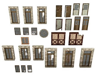 window glass door broken door broken window 3d model