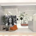 Modern Mall Store Interior Design With Indoor Tree Tables And Display Counter 3d model