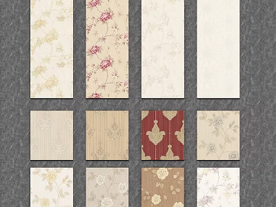 Various Stylish Wall Decor Patterns With Floral Designs And Neutral Textures 3d model