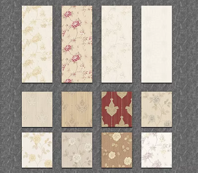 Various Stylish Wall Decor Patterns With Floral Designs And Neutral Textures 3d model