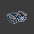 3D Rendered Mechanical Structure With Metallic Modules And Intricate Industrial Design