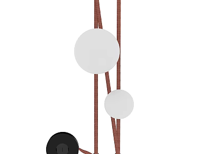 Minimalist Modern Wall Lamp With White Circular Shades Brown Ropes And Black Base Design 3d model