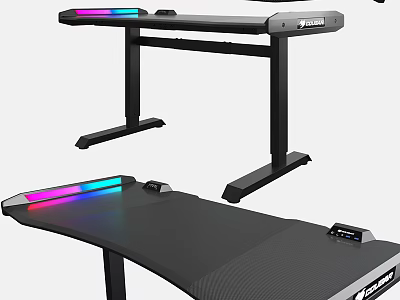 Ergonomic Gaming Desk With RGB LED Lights Carbon Fiber Surface And USB Ports 3d model