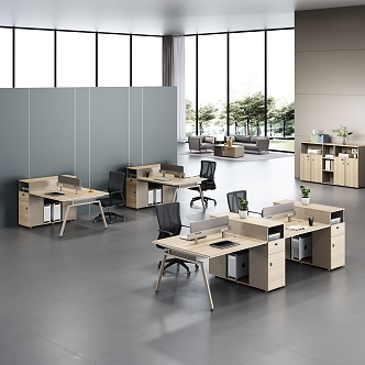 Modern Office Desk and Chair Screen Card Seat Office Desk and Chair Combination 3d model