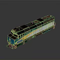 Vintage Model Train With Blue Yellow Brown Carriages Shiny Surface And Detailed Design