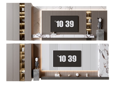 TV background wall ornaments TV balcony cabinet 3d model