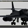 Black Military Fighter Jet With Sleek Design And Extended Landing Gear