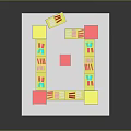 Colorful Shopping Mall Retail Store Layout With Glass Display Windows And Walkway Aisles