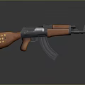 Classic Rifle with Wooden Stock Black Barrel and Vintage Metal Design