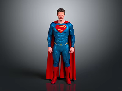 Superman Full Body in Blue Costume Red Cape and S Emblem 3d model