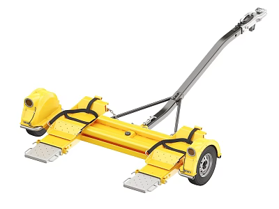Yellow Towable Industrial Equipment With Wheels And Towing Bar For Transportation 3d model