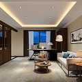 Modern Hotel Guest Room Interior Design With Sofa Coffee Table And Wall Painting