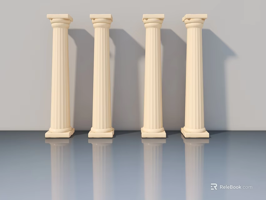 White Carved Columns Decorative Elements For Classic Swing Door Design 3d model