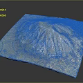 Detailed 3D Terrain Model Featuring Volcanic Landscape With Textured Surface And Colorful Topographic Details