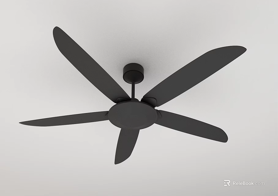 Modern Black Ceiling Fan With Multiple Blades For Indoor Ceiling Mount 3d model