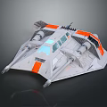 Sci Fi Starship Model With Gray Orange Design And Cockpit Windows 3d model