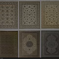 Square Rugs with Various Ornate Patterns and Traditional Decorative Designs 3d model