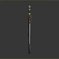 Hero Character And Mythical Creature Holding Ornate Decorative Sword With Gemstone Accents