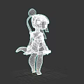 Game Movie Character Cartoon Style With Orange Hair Bun Black Mask Mechanical Arms And Tail