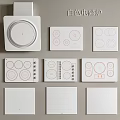 Modern White Induction Cooktops With Various Designs For Kitchen Appliances 3d model