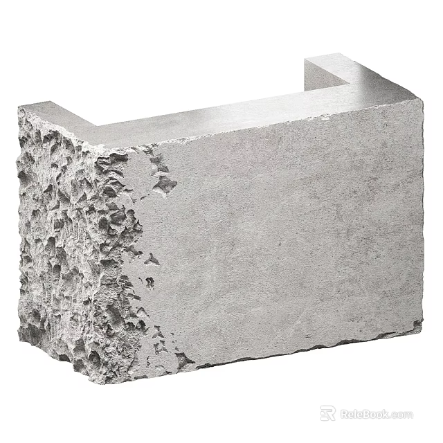 Gray Concrete Reception Desk With Rough Texture And Smooth Surface For Office Interior 3d model 