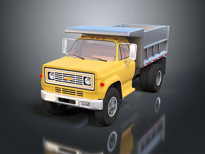 Yellow Dump Truck 3D Rendered Model With Large Wheels And Cargo Bed 3d model