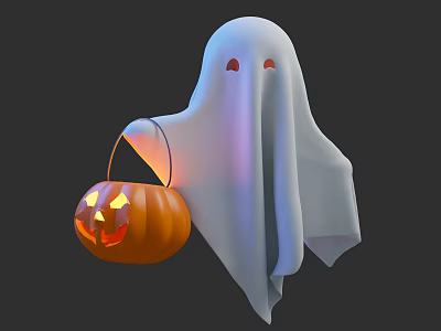 Halloween Decorative Light With Spooky Ghost And Pumpkin Lantern Design 3d model