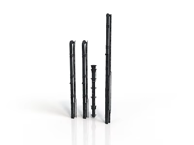 Black Long Strip Equipment Components With Different Lengths And Structural Holes 3d model