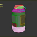 Silver Cylindrical Weapon Grenade With Gray Components And Reflective Base