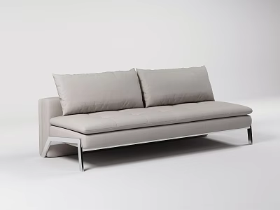 Light Gray Upholstered Multi Seater Sofa With Modern Metal Legs Design 3d model