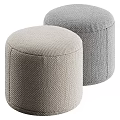 Soft Padded Light Colored Textured Fabric Ottoman For Modern Living Room Decor
