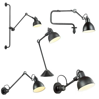 Modern Adjustable Black Lighting Combination Featuring Wall Mounted And Table Lamps 3d model