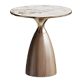 Modern Stylish Side Table with Round Marble Top and Metal Wooden Base Design