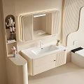 Modern Bathroom Vanity Cabinet With Lighted Mirror White Sink And Drawers