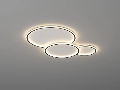 Modern Minimalist Ceiling Lights With Three Circular Illuminated Rings Design 3d model