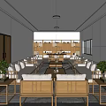 Modern Office Interior With Wooden Cabinets Sofas Coffee Tables And Green Plants