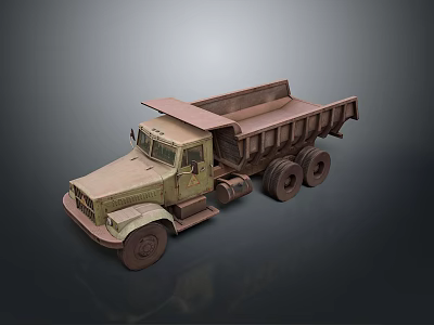 Vintage Military Green Dump Truck 3D Render With Open Cargo Bed And Wheels 3d model